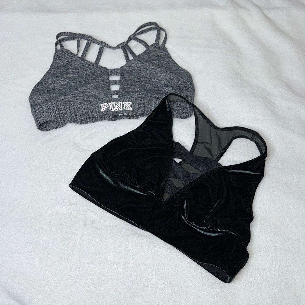 Bundle 2 Victoria’s Secrest Gray Ultimate & Dark Green Velvet Criss Cross Sports